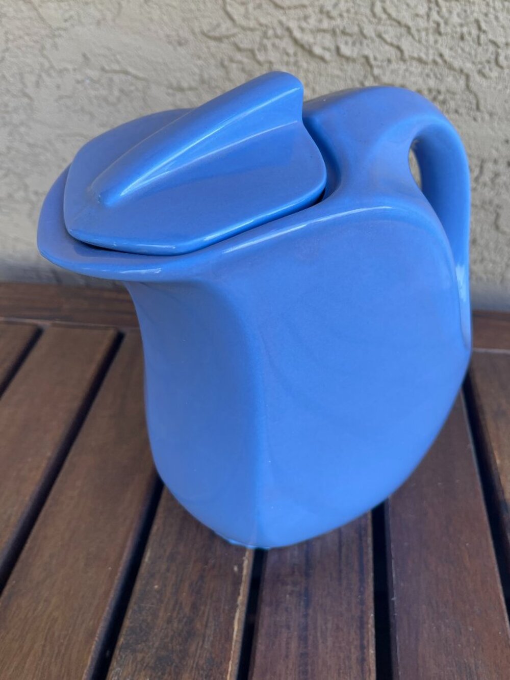 Mid Century Hall China 5118 Periwinkle Blue Ceramic Pitcher/Lid Montgomery Ward